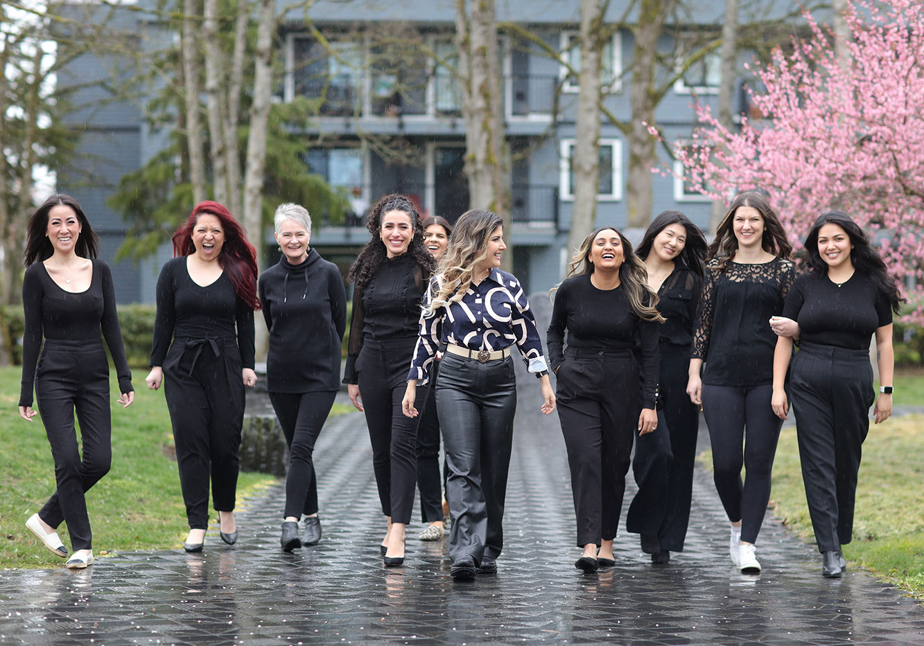 dentists with team walking